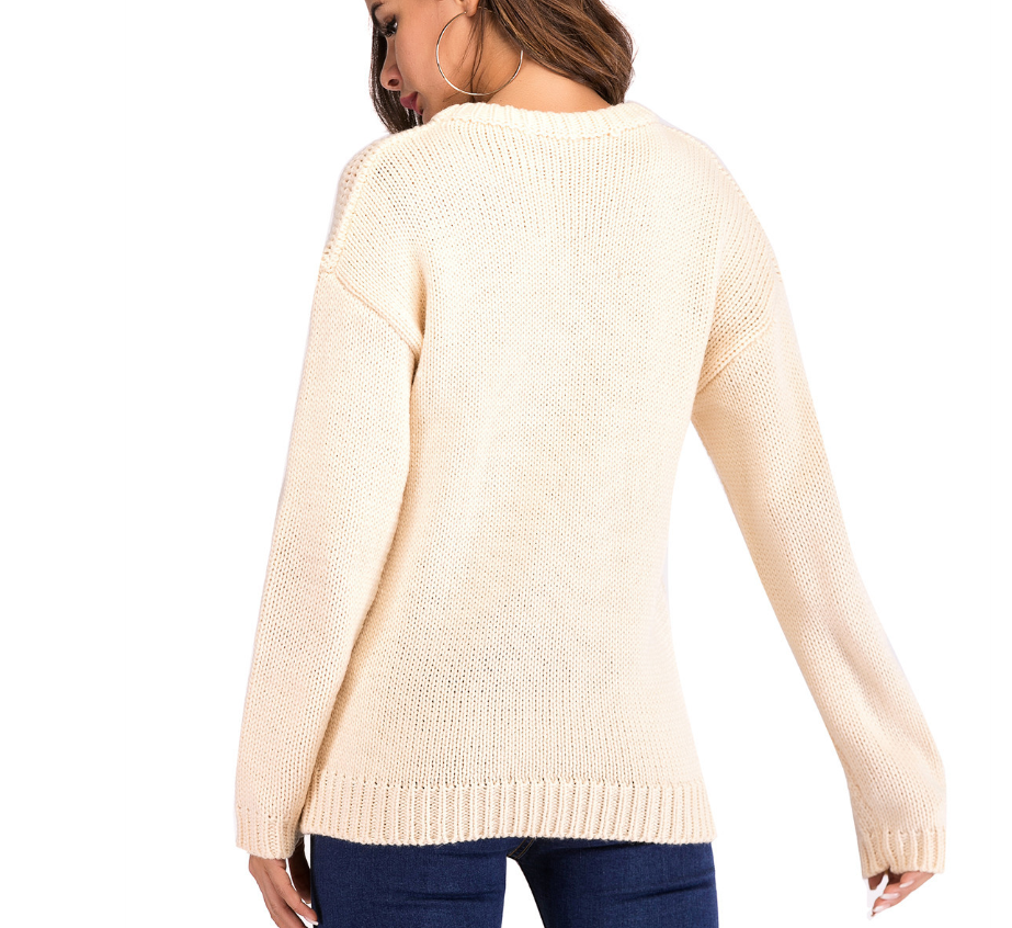 Sweater with Color Block Knitting and Crochet Design