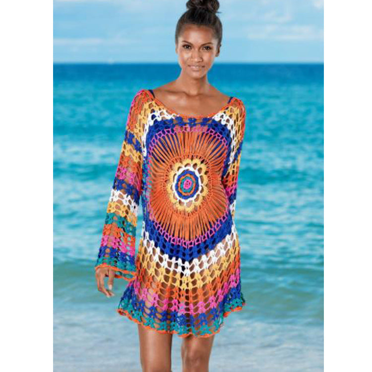 2020 Crochet Lace Beach Cover-Up Long Sleeve Sweater