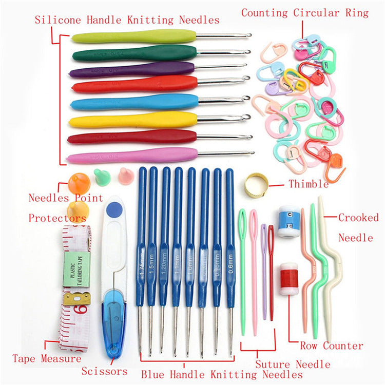 Crochet Set with Yarn and Tools for Crafting