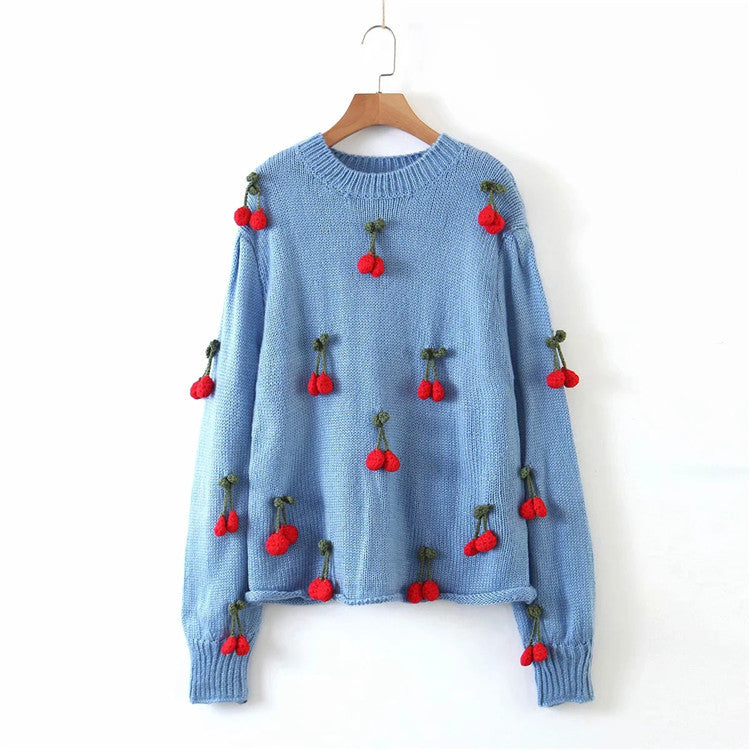 Handmade Crochet Cherry Sweater for Women (Autumn/Winter)