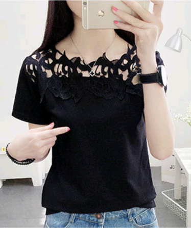 2020 Spring/Summer Women's Hollow Crochet T-Shirt