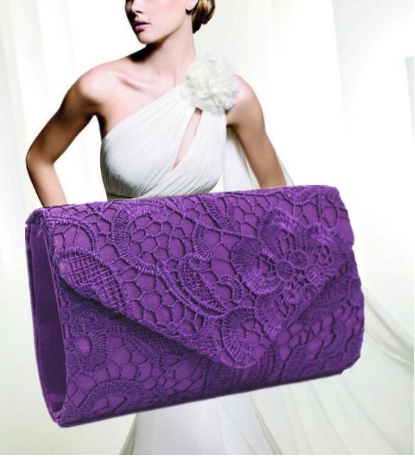 Fashionable Lace Crochet Evening Clutch Handbag for Women