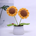 Handmade Crochet Sunflower Mini Potted Plant Decor