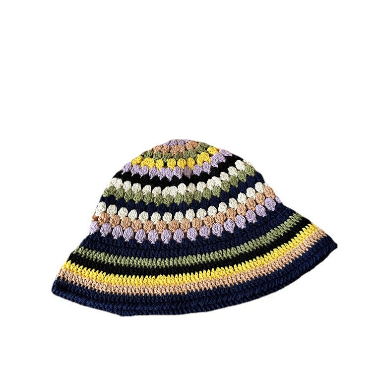 Japanese Handmade Crochet Colorful Striped Fisherman Hat