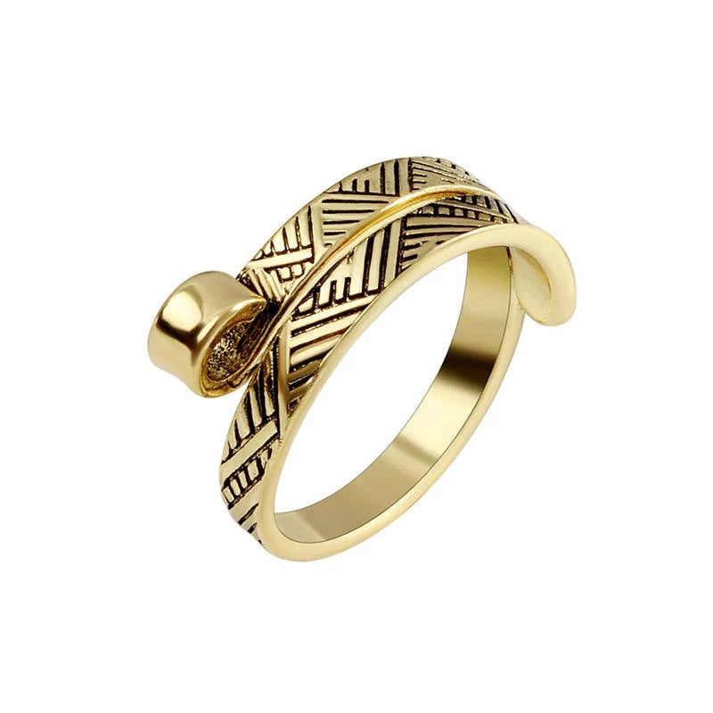 Adjustable Crochet Yarn Ring with Thai Silver Design
