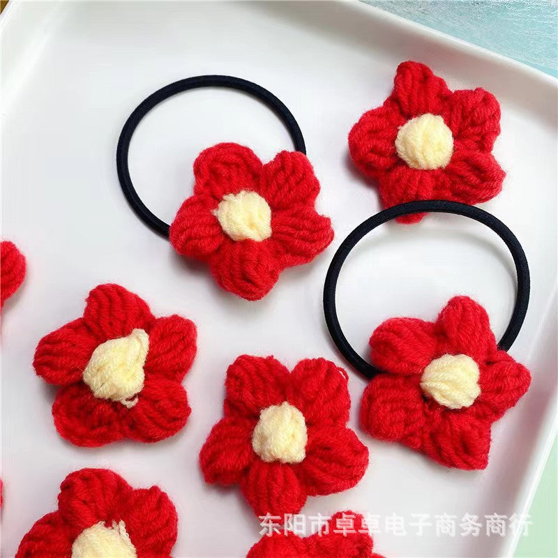 Red Crochet Flower Hair Clip for Kids - Cute Accessory