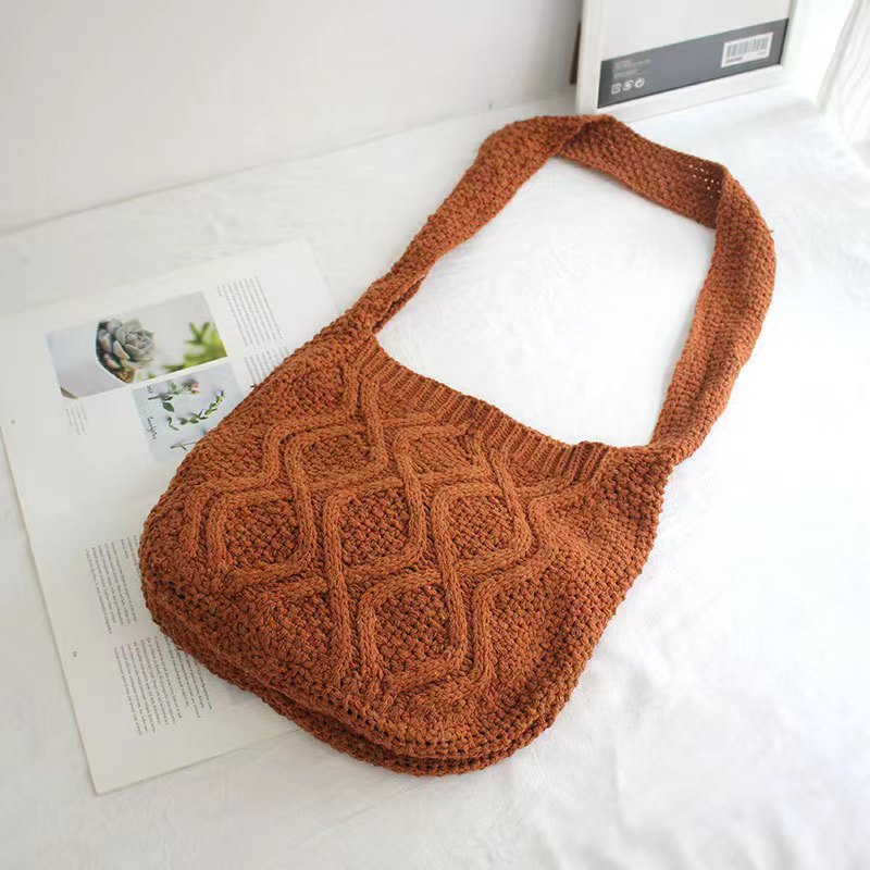 Literary Crochet Shoulder Bag - Women's Large Capacity