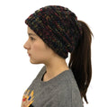 Colorful Bamboo Knit Ponytail Beanie Hat