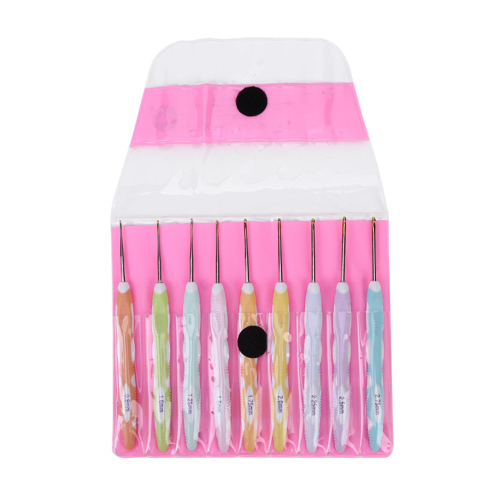 9pcs Crochet Needles Set with Soft Pottery Handles