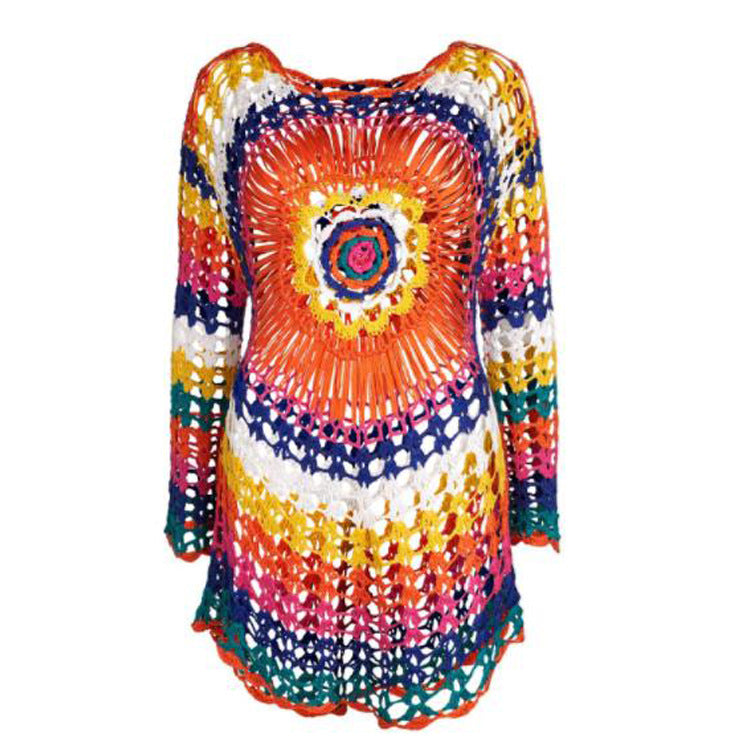 2020 Crochet Lace Beach Cover-Up Long Sleeve Sweater