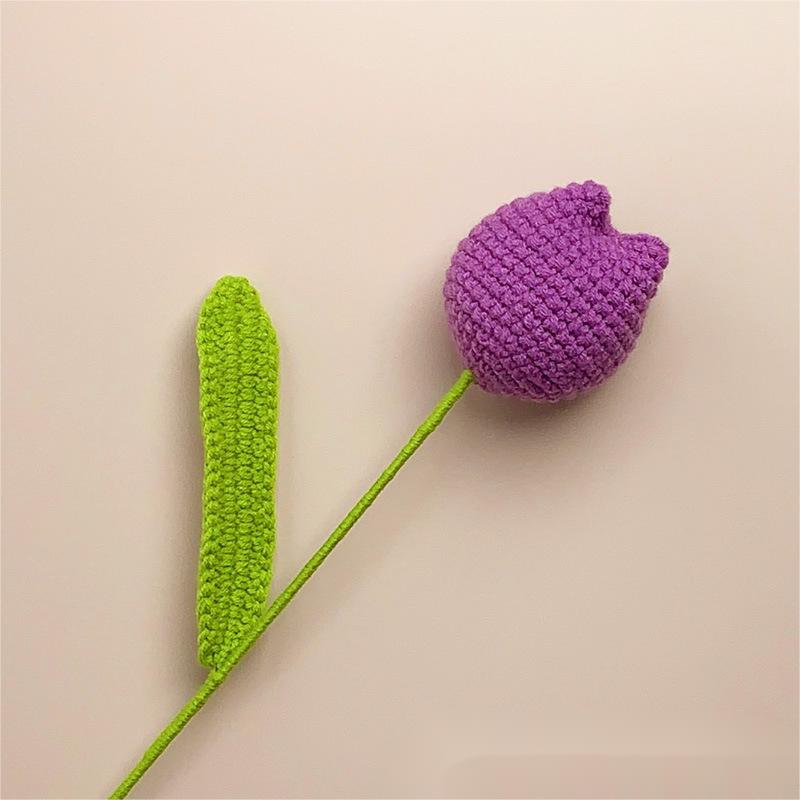 Hand-Knitted Tulip Bouquet Wool Crochet DIY Gift
