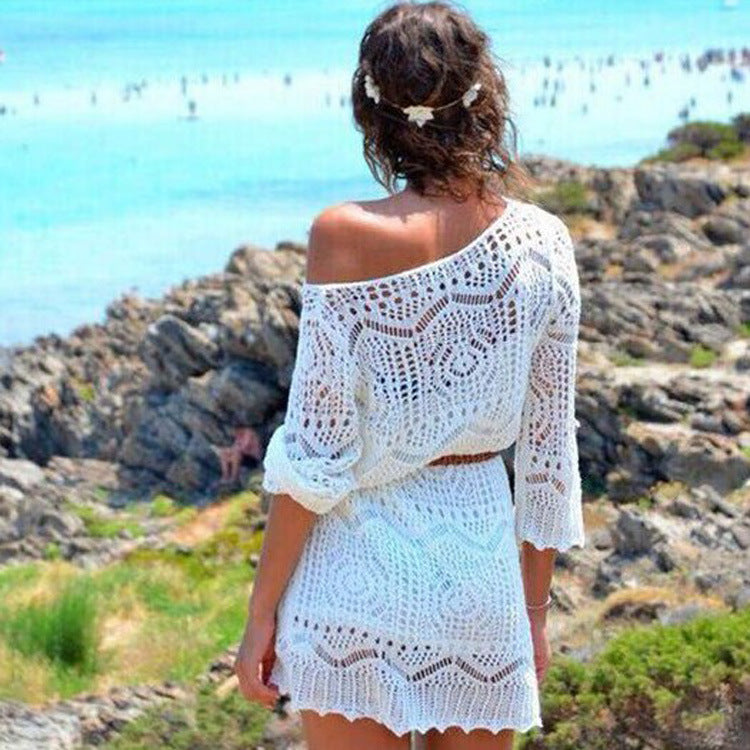 European Style Hollow Out Crochet Beach Dress