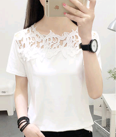 2020 Spring/Summer Women's Hollow Crochet T-Shirt