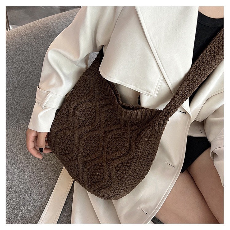 Women's Crochet Shoulder Bag - Large Capacity Handbag